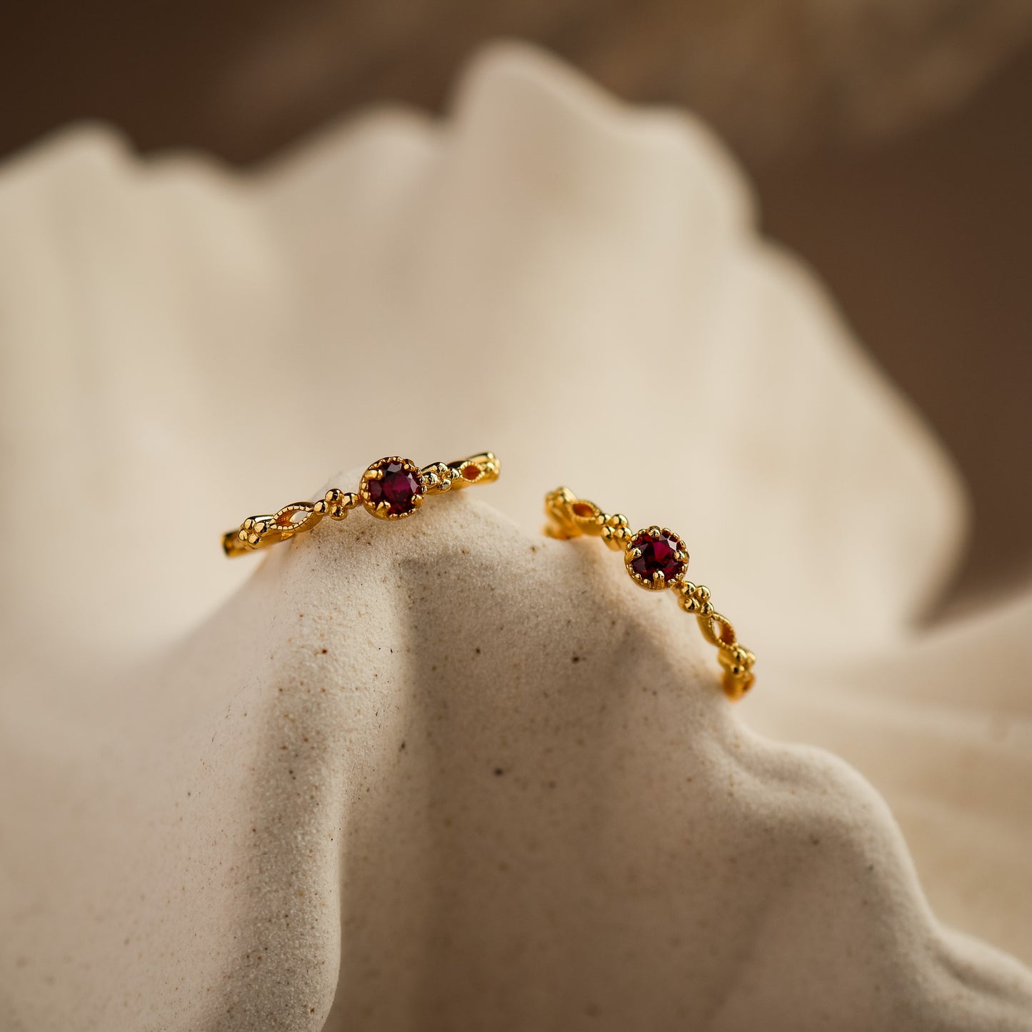 Holly Genuine Ruby Hoop Earring 14k Gold Vermeil