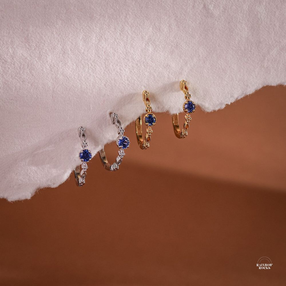 Holly Natural Blue Sapphire Hoop Earrings - Rainbow Rocks Jewellery