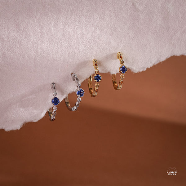 Holly Natural Blue Sapphire Hoop Earrings - Rainbow Rocks Jewellery