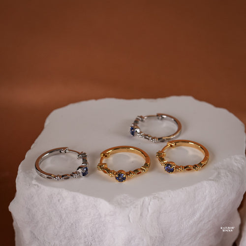 Holly Natural Blue Sapphire Hoop Earrings - Rainbow Rocks Jewellery
