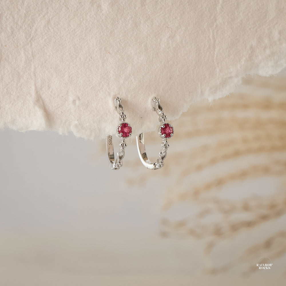 Holly Natural Tourmaline Hoop Earrings - Rainbow Rocks Jewellery