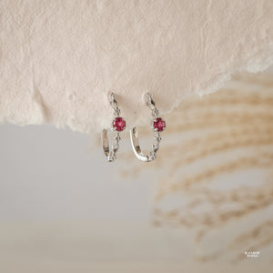 Holly Natural Tourmaline Hoop Earrings - Rainbow Rocks Jewellery