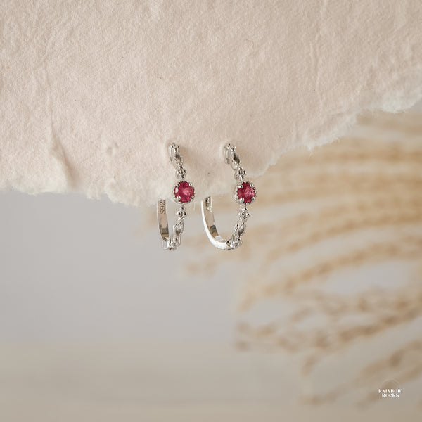 Holly Natural Tourmaline Hoop Earrings - Rainbow Rocks Jewellery