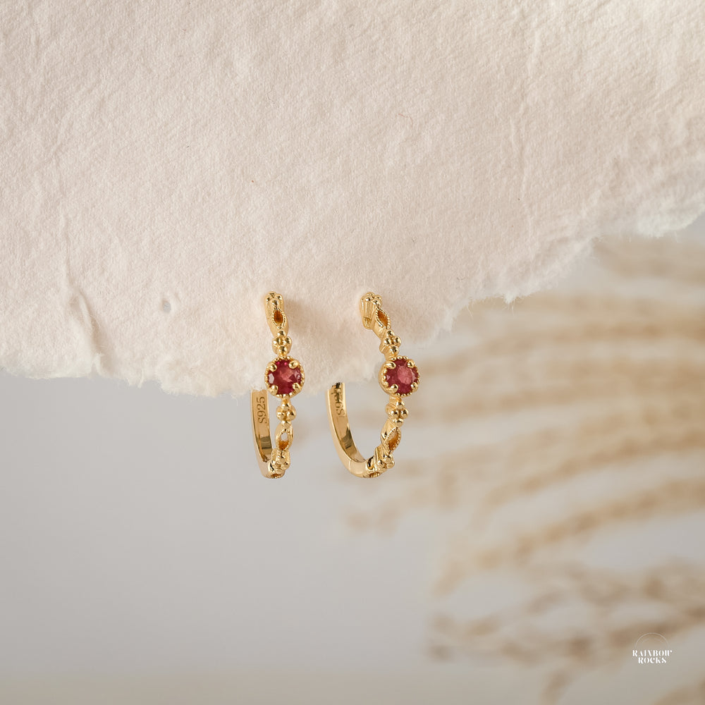 Holly Natural Tourmaline Hoop Earrings - Rainbow Rocks Jewellery