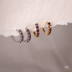 Scarlett Amethyst CZ Hoop Earrings - Rainbow Rocks Jewellery