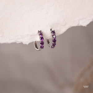 Scarlett Amethyst CZ Hoop Earrings - Rainbow Rocks Jewellery