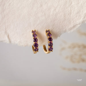 Scarlett Amethyst CZ Hoop Earrings - Rainbow Rocks Jewellery