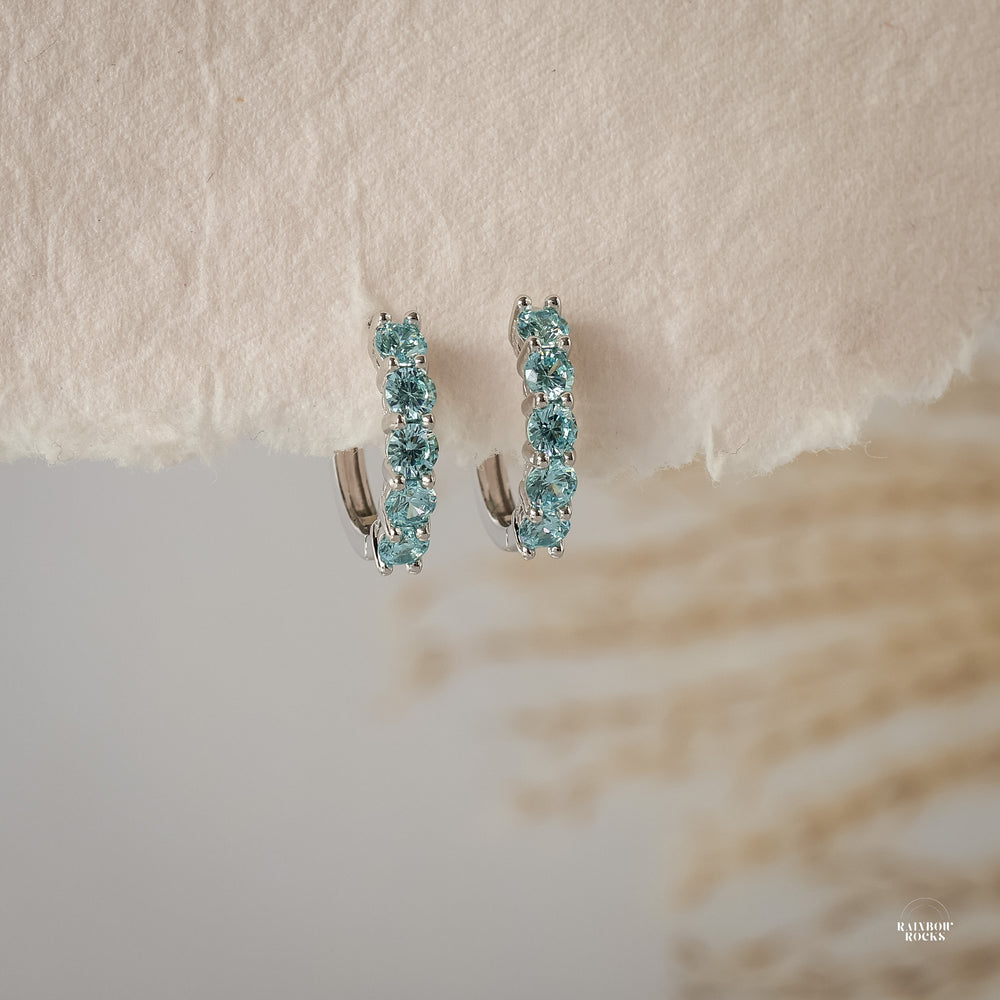 Scarlett Aquamarine CZ Hoop Earrings - Rainbow Rocks Jewellery