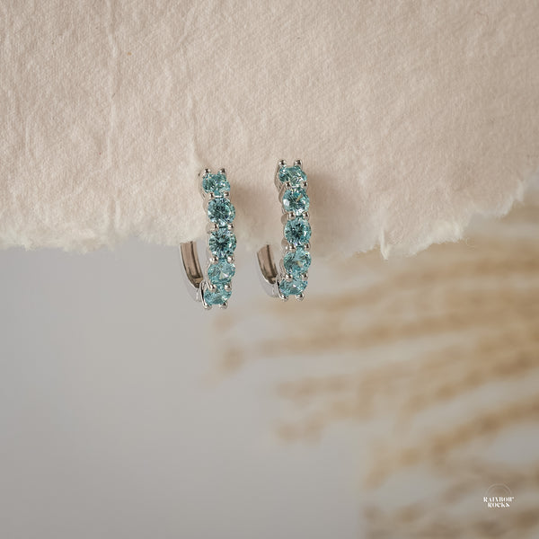 Scarlett Aquamarine CZ Hoop Earrings - Rainbow Rocks Jewellery