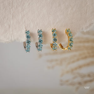 Scarlett Aquamarine CZ Hoop Earrings - Rainbow Rocks Jewellery