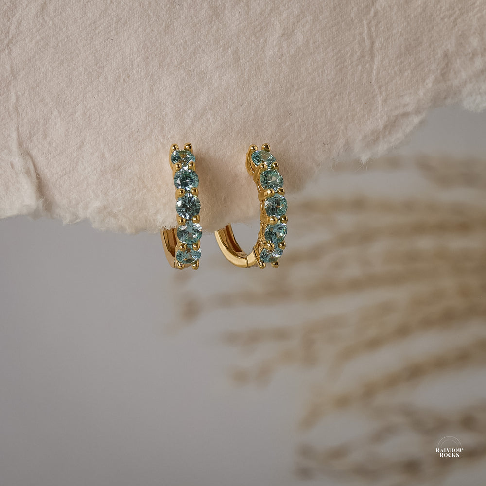 Scarlett Aquamarine CZ Hoop Earrings - Rainbow Rocks Jewellery