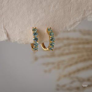 Scarlett Aquamarine CZ Hoop Earrings - Rainbow Rocks Jewellery