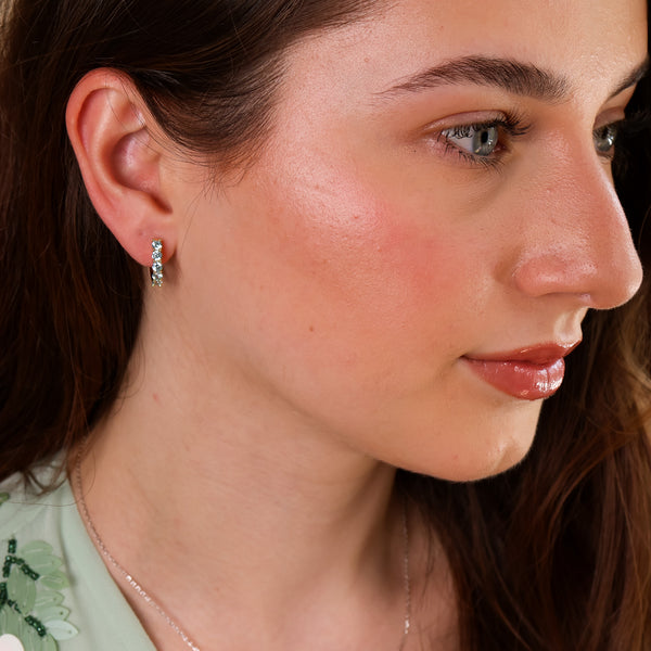 Scarlett Aquamarine CZ Hoop Earrings - Rainbow Rocks Jewellery