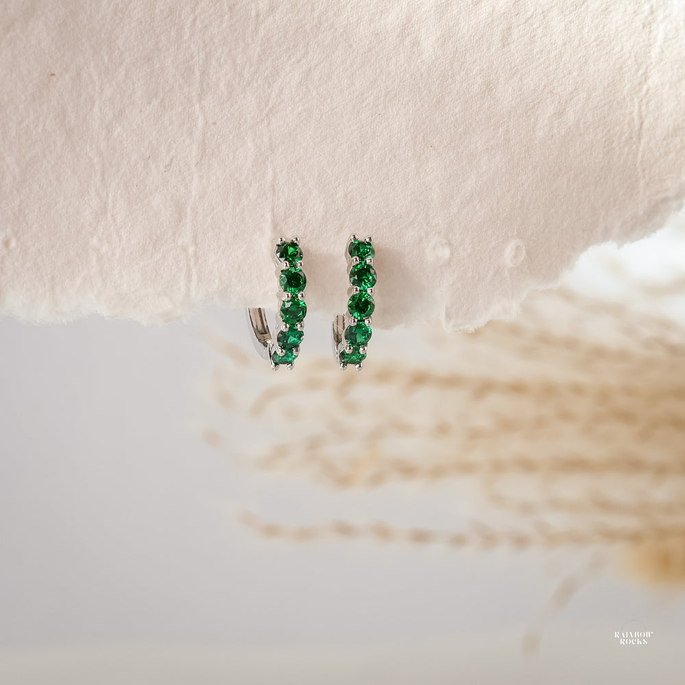 Scarlett Emerald CZ Hoop Earrings - Rainbow Rocks Jewellery