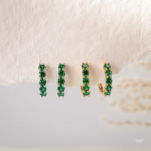 Scarlett Emerald CZ Hoop Earrings - Rainbow Rocks Jewellery