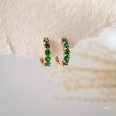 Scarlett Emerald CZ Hoop Earrings - Rainbow Rocks Jewellery
