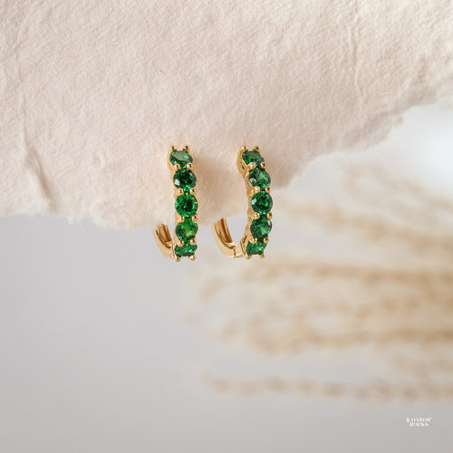 Scarlett Emerald CZ Hoop Earrings - Rainbow Rocks Jewellery