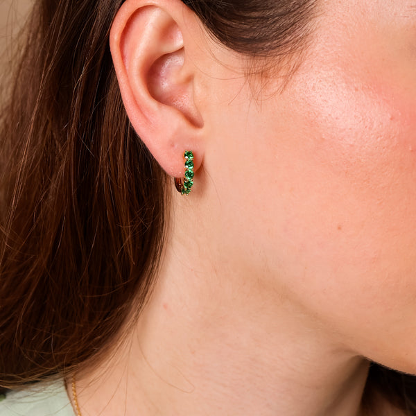 Scarlett Emerald CZ Hoop Earrings - Rainbow Rocks Jewellery