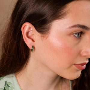 Scarlett Emerald CZ Hoop Earrings - Rainbow Rocks Jewellery