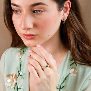 Scarlett Emerald CZ Hoop Earrings - Rainbow Rocks Jewellery