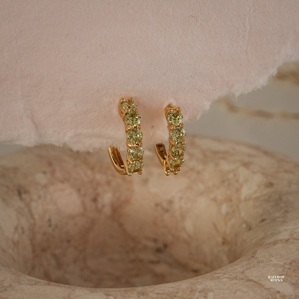 Scarlett Peridot Hoop Earrings 14K Gold Vermeil