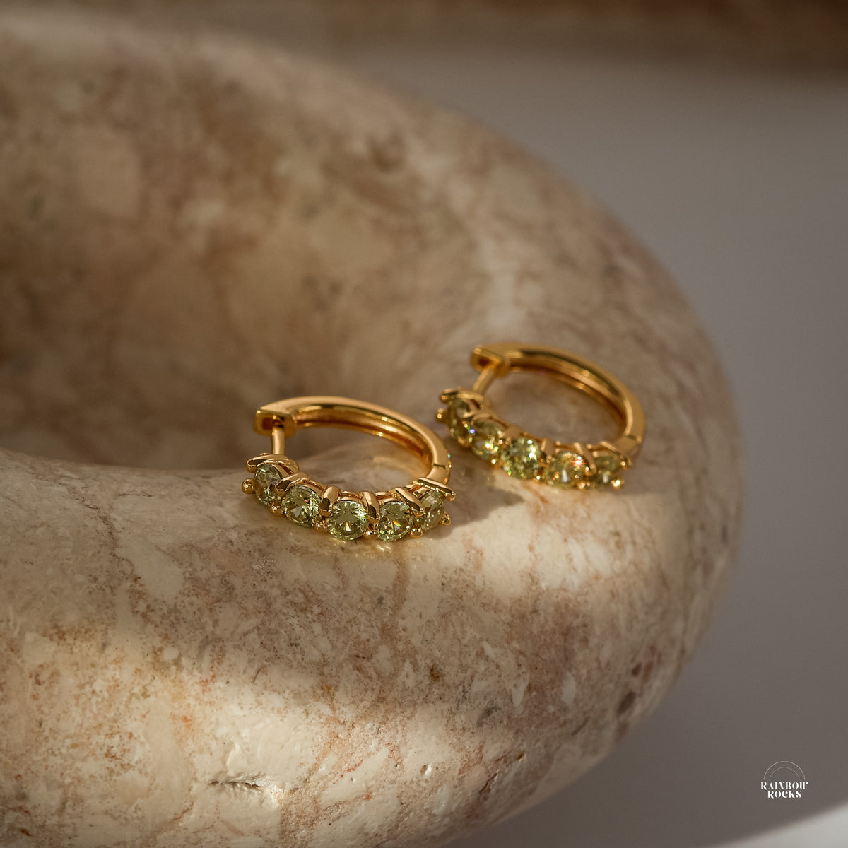 Scarlett Natural Peridot Hoop Earrings - Rainbow Rocks Jewellery
