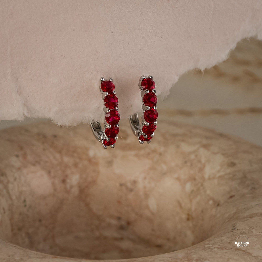 Scarlett Lab Ruby Hoop Earrings - Rainbow Rocks Jewellery