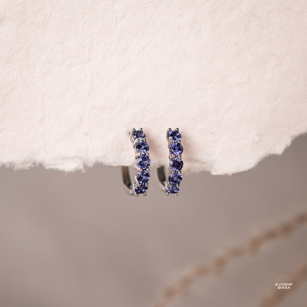 Genuine Blue Sapphire Hoop Earrings - Rainbow Rocks Jewellery