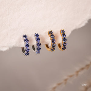 Genuine Blue Sapphire Hoop Earrings - Rainbow Rocks Jewellery