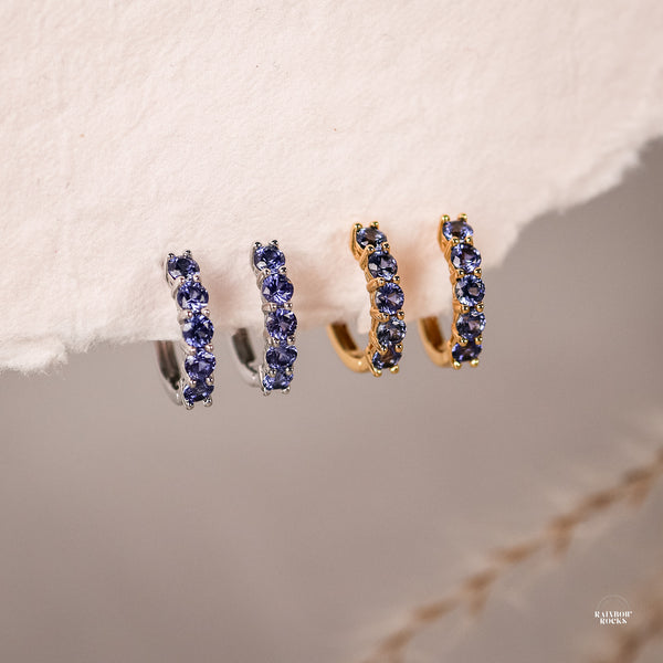 Genuine Blue Sapphire Hoop Earrings - Rainbow Rocks Jewellery