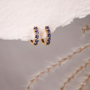 Genuine Blue Sapphire Hoop Earrings - Rainbow Rocks Jewellery