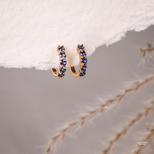 Genuine Blue Sapphire Hoop Earrings - Rainbow Rocks Jewellery