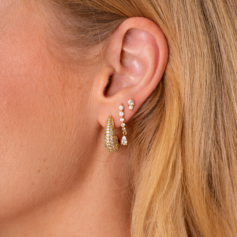 Lyra CZ Curved Drop Earrings - Rainbow Rocks Jewellery