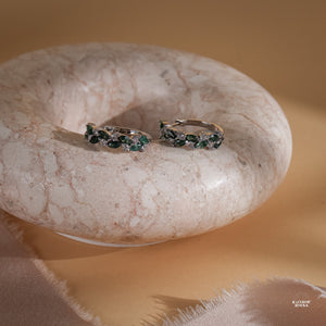 Vine Natural Moss Agate Hoop Earrings Sterling Silver - Rainbow Rocks Jewellery