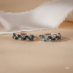 Vine Natural Moss Agate Hoop Earrings Sterling Silver - Rainbow Rocks Jewellery