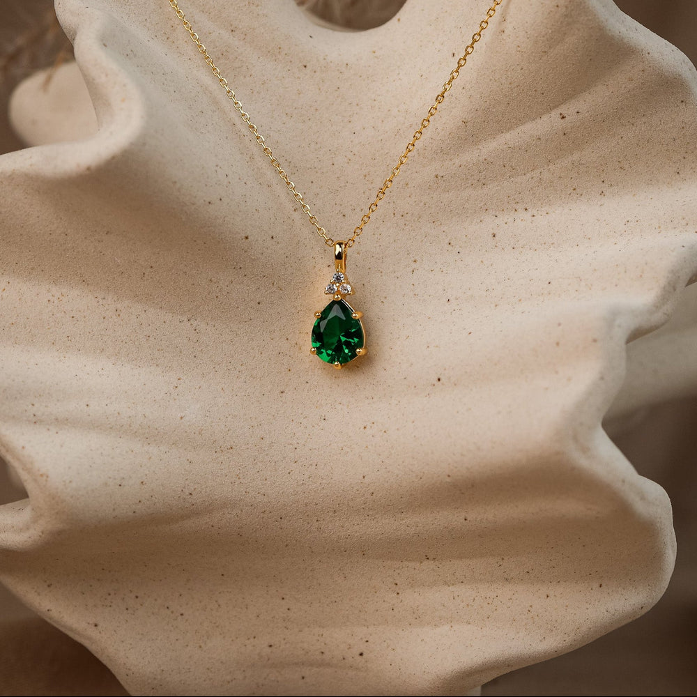 Layla Emerald CZ Necklace 14K Gold Vermeil - Rainbow Rocks Jewellery