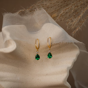 Layla Emerald CZ Hoop Earrings - Rainbow Rocks Jewellery