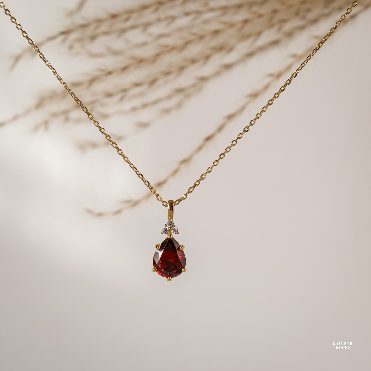 Layla Garnet Birthstone Hoop Earrings 14K Gold Vermeil