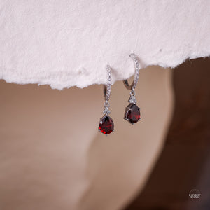 Layla Garnet Birthstone Hoop Earrings 14K Gold Vermeil - Rainbow Rocks Jewellery