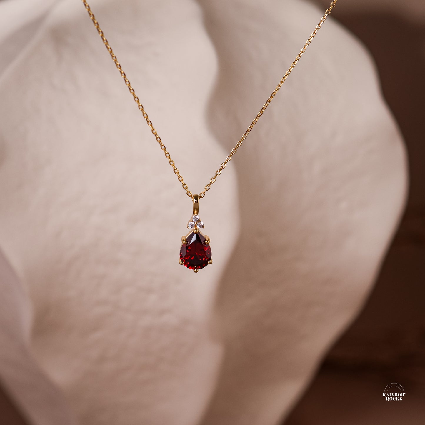 Layla Garnet Birthstone Hoop Earrings 14K Gold Vermeil