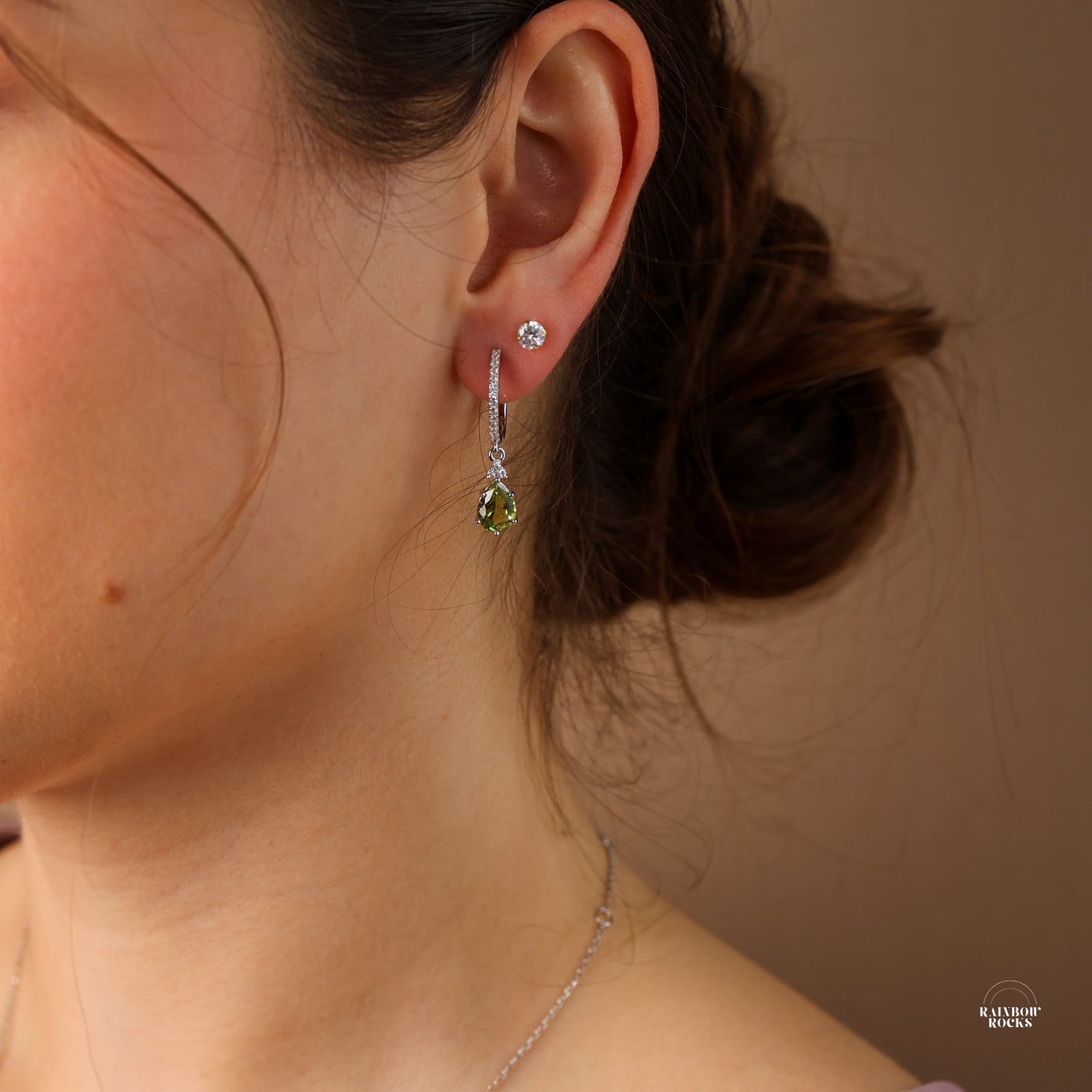 Layla Garnet Birthstone Hoop Earrings 14K Gold Vermeil