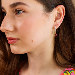 Layla Genuine Lab Ruby Hoop Earrings 14K Gold Vermeil - Rainbow Rocks Jewellery
