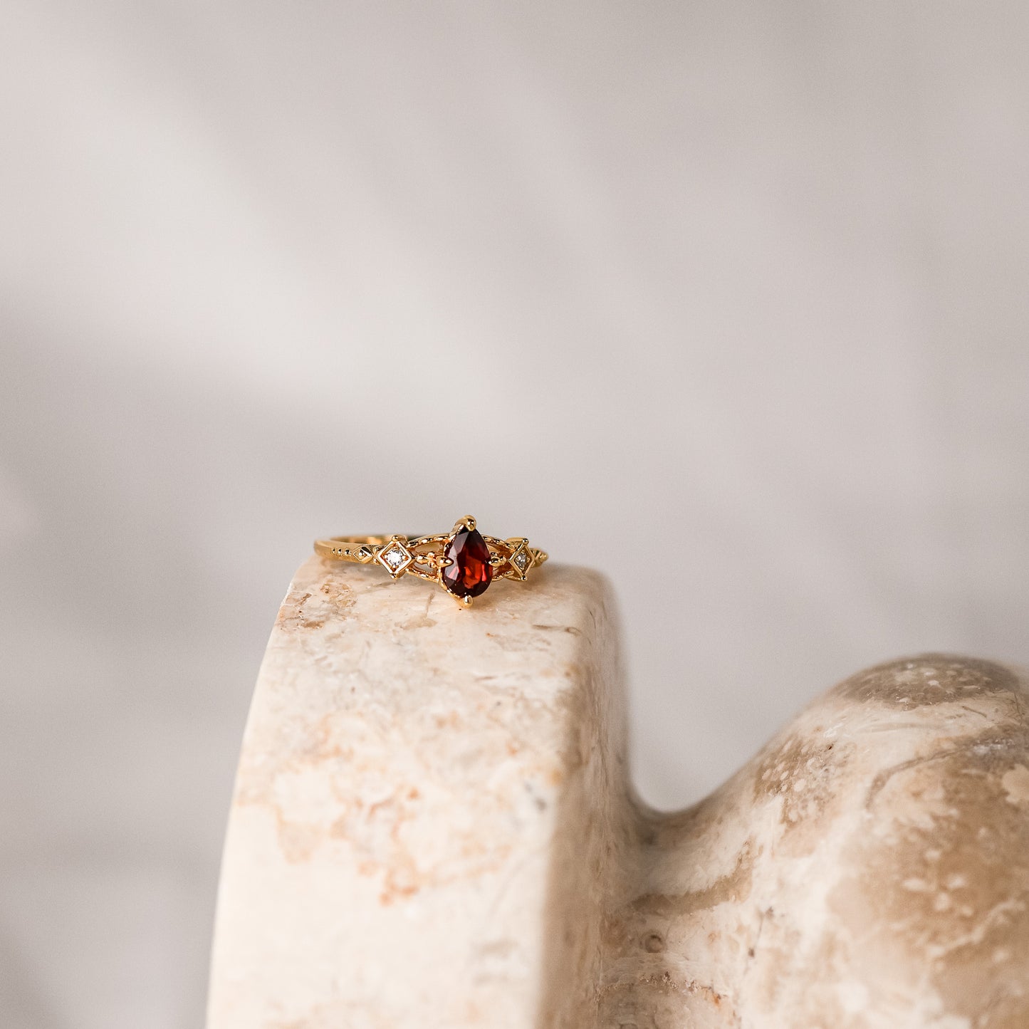 Roselie Natural Garnet Ring 14K Gold
