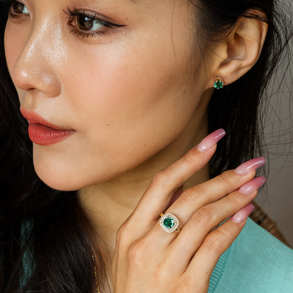 Esme Genuine Emerald Ring (Gold/Silver) - Rainbow Rocks Jewellery