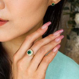 Esme Genuine Emerald Ring (Gold/Silver) - Rainbow Rocks Jewellery