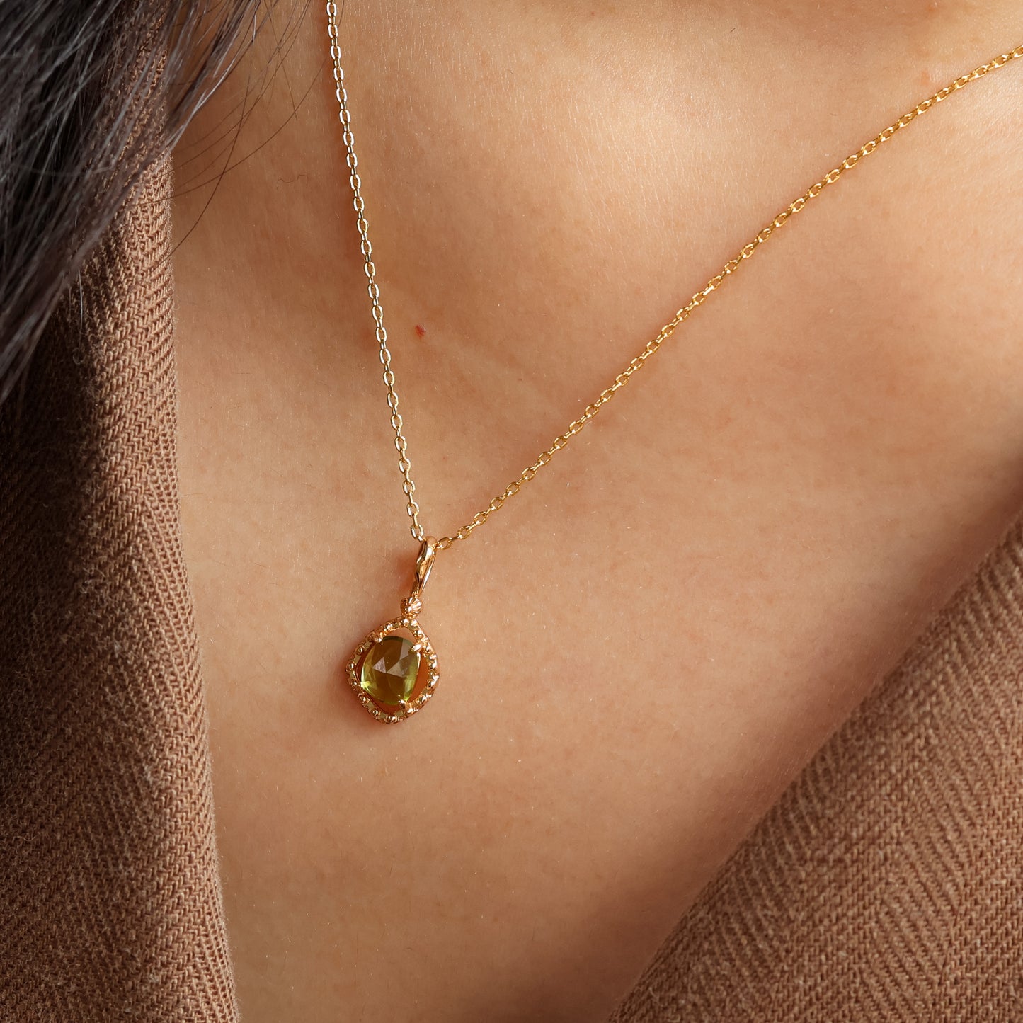 Phoebe Natural Peridot Necklace 14K Gold Vermeil
