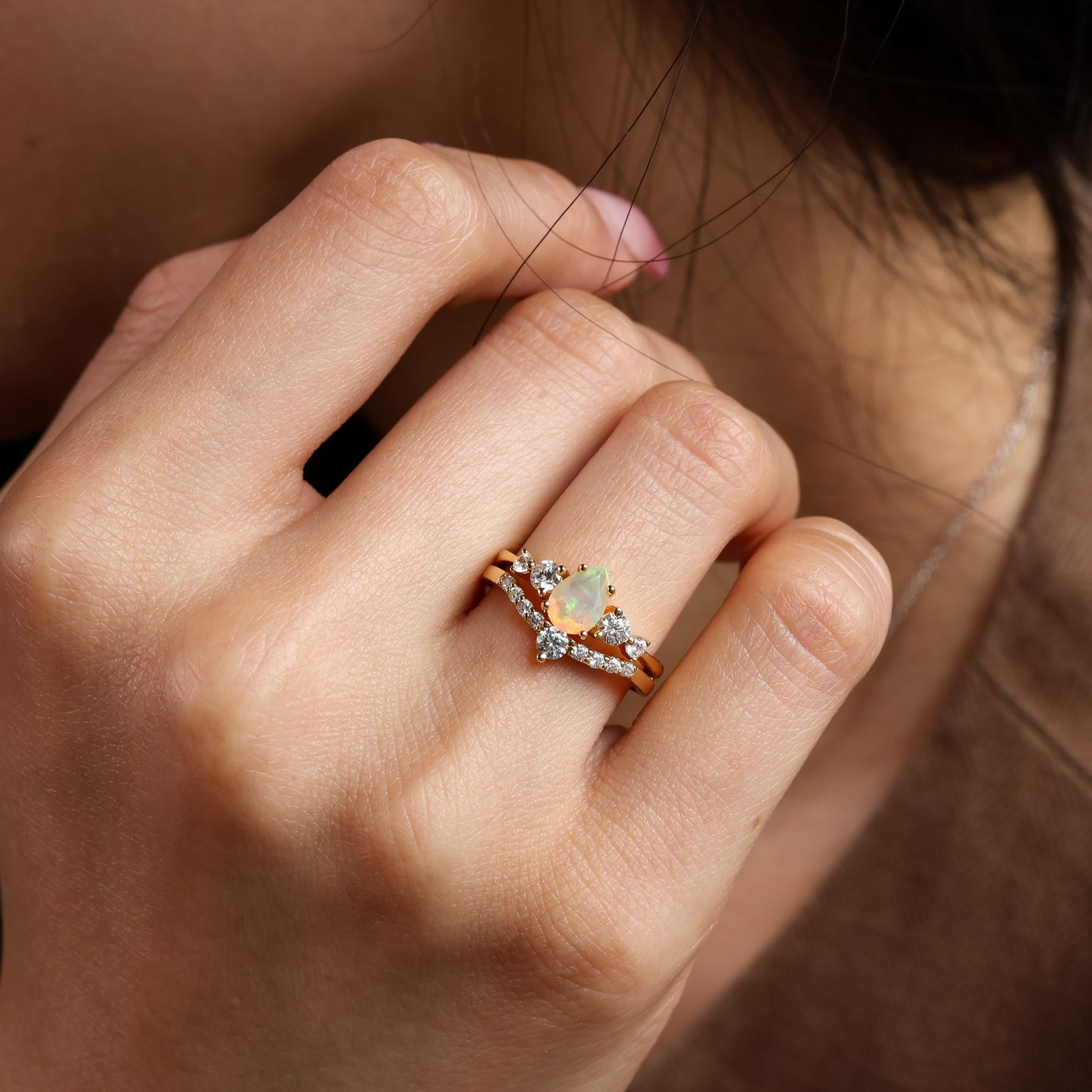 Selene Opal Ring Set