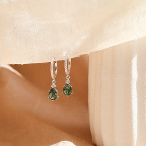Layla Moss Agate Hoop Earrings Gold/Silver - Rainbow Rocks Jewellery
