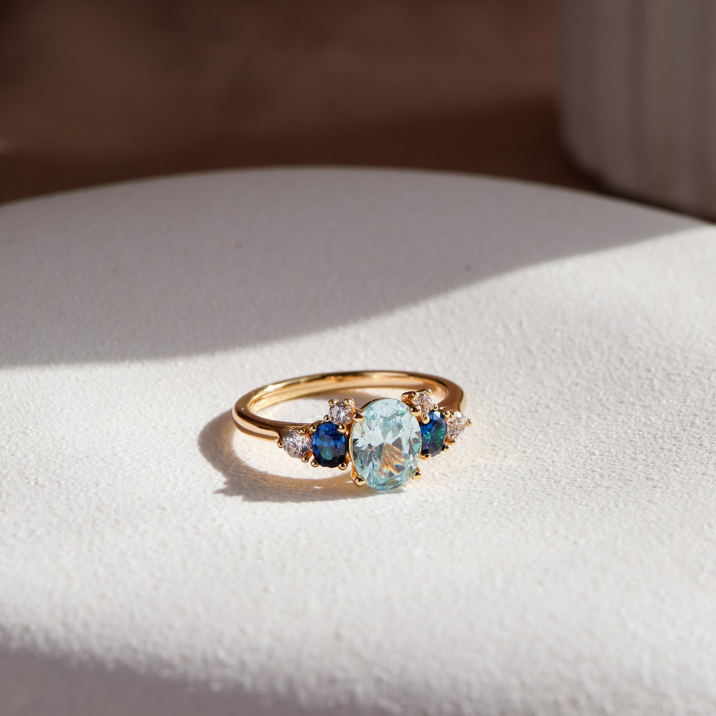 (PRE-ORDER) - Olivia Aquamarine Ring 14K Gold Vermeil