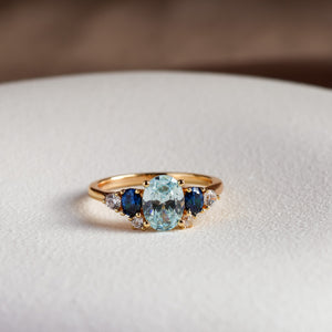 Olivia Aquamarine Ring 14K Gold Vermeil - Rainbow Rocks Jewellery